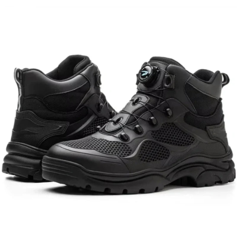 Paire de chaussures de sécurité hautes unisexe, embout acier, protection anti-perforation et bouton rotatif. E.P.I.