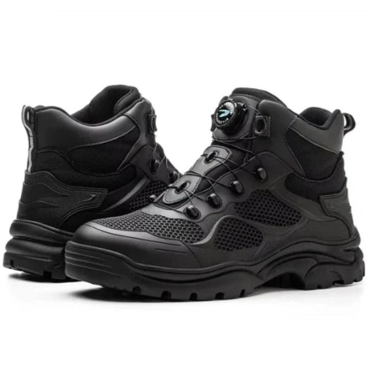 Paire de chaussures de sécurité hautes unisexe, embout acier, protection anti-perforation et bouton rotatif. E.P.I.