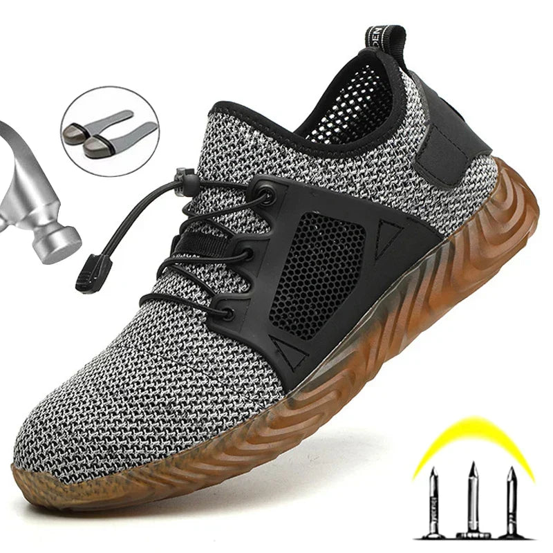 Chaussures de sécurité professionnelles, légères et aérées, avec maille respirante pour un confort optimal.