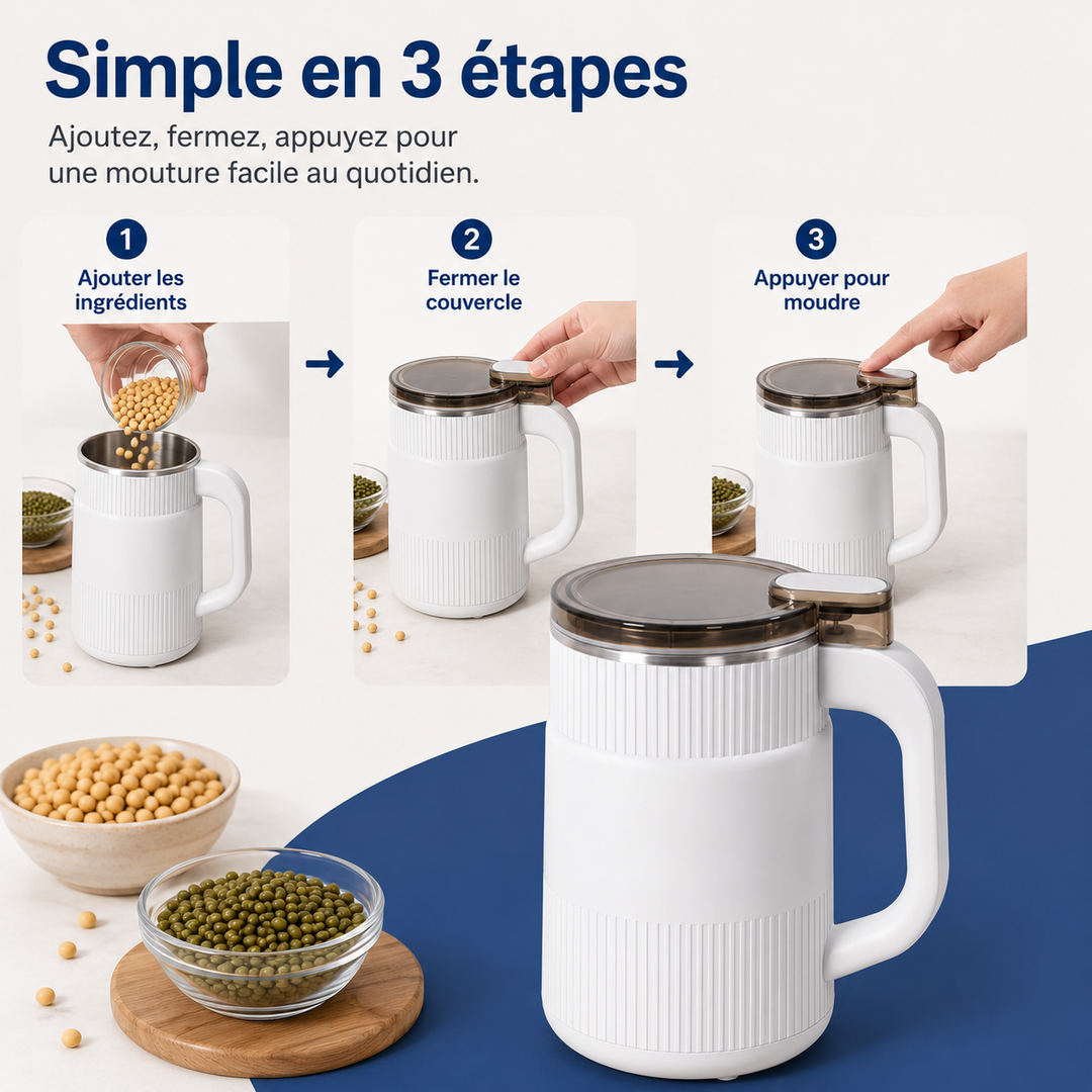 Moulin électrique BeanBliss pour épices et herbes. Broyeur en acier inoxydable, idéal cuisine.