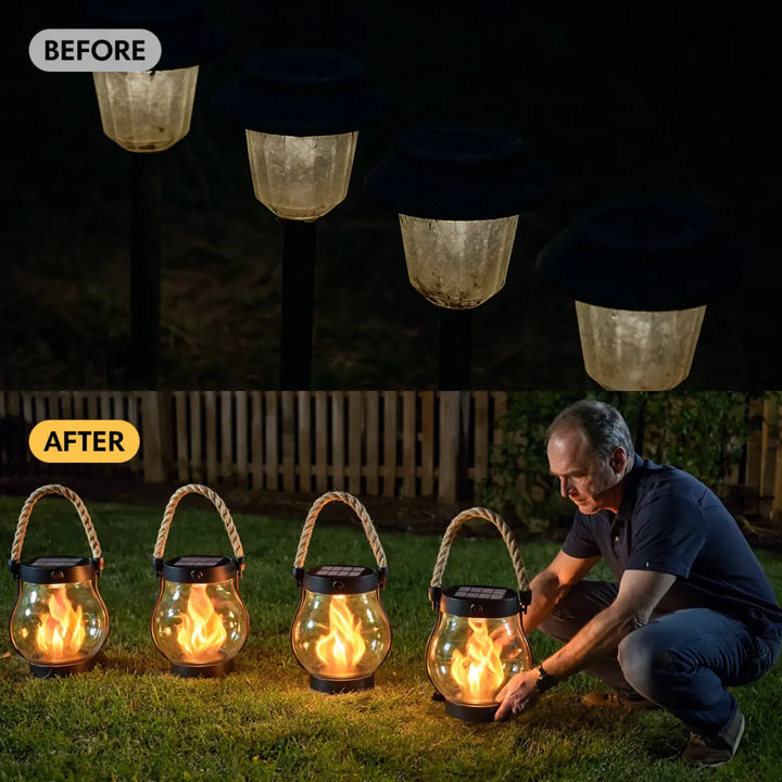 Luminaire lanterne solaire LED Nordlicht. Ambiance douce pour terrasse ou jardin extérieur.