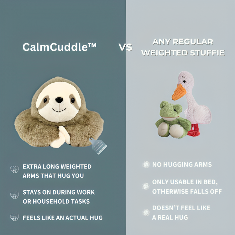Peluche lestée anti-stress CalmCuddle, procure confort et relaxation profonde pour corps et esprit.