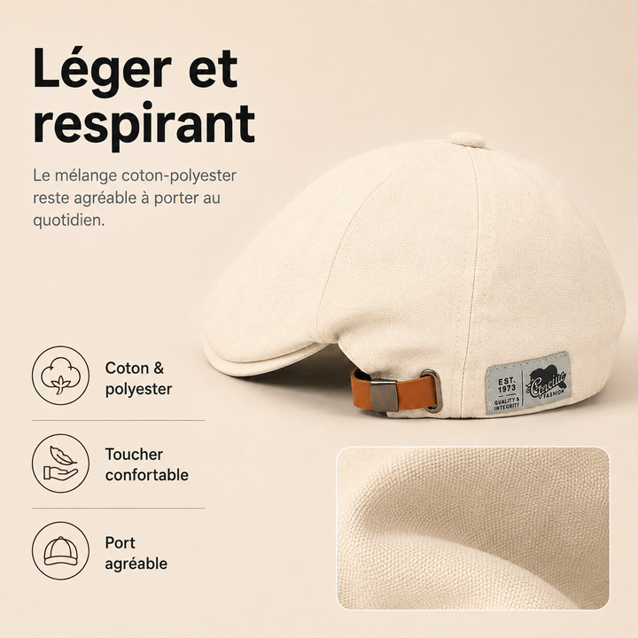 Béret uni ajustable pour homme. Accessoire de mode masculine élégant en coton/polyester.