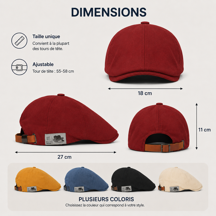 Accessoire de tête pour homme : béret en coton ajustable pour un look chic.