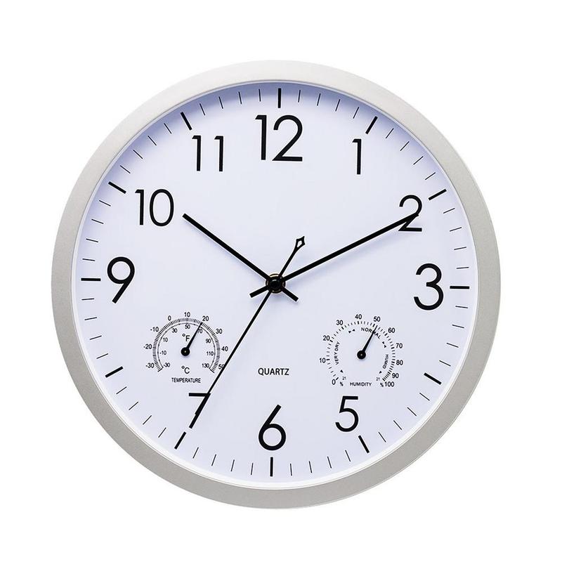 Horloge extérieure noire avec capteurs de météo intégrés: thermomètre et hygromètre. Parfait pour toute terrasse.