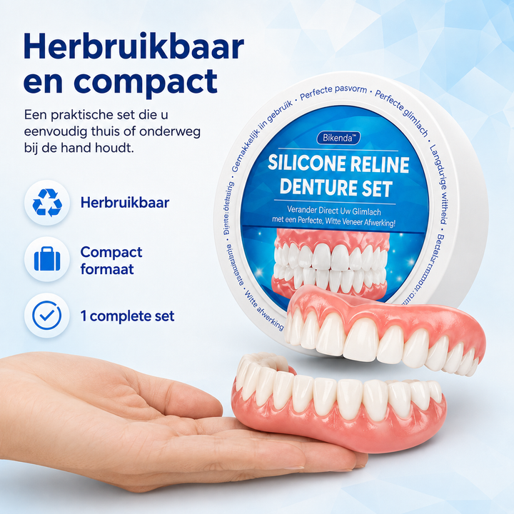 Solution Bikenda pour adultes : prothèse dentaire esthétique en silicone. Favorise un sourire éclatant.
