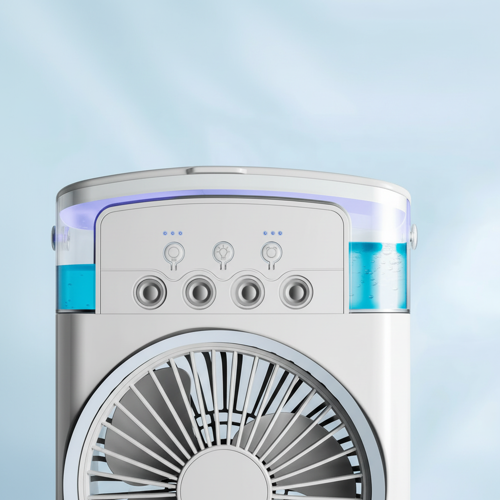 Rafraichisseur d'air personnel portable 2-en-1, avec fonction humidificateur, parfait pour la maison ou le bureau.