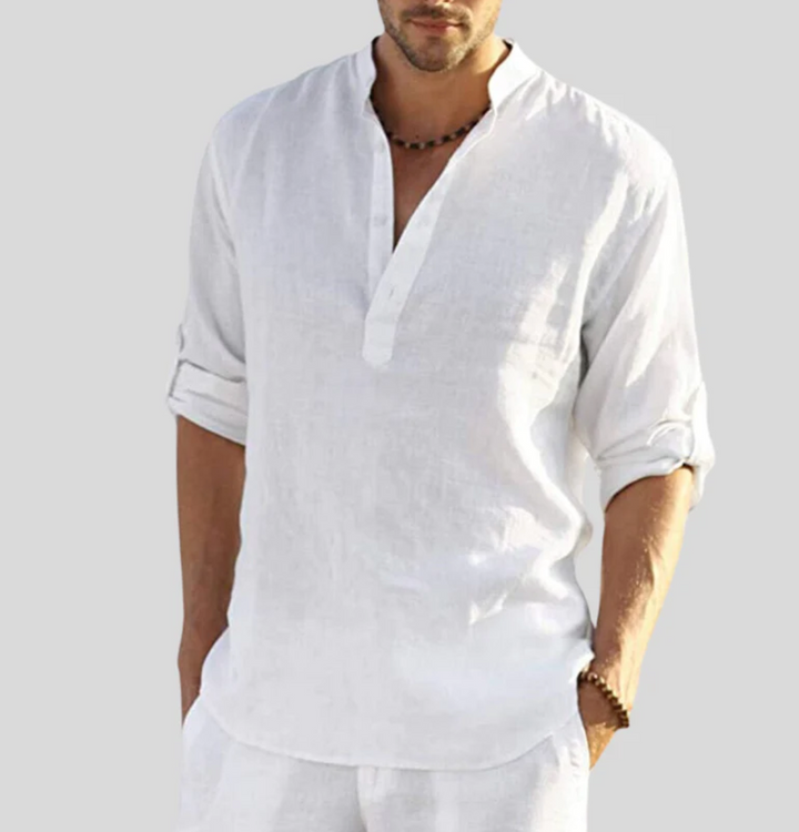 Chemise homme d'été respirante à manches courtes, style décontracté et moderne.