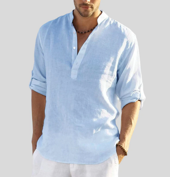 Chemise élégante et décontractée pour homme, tissu respirant, parfaite pour les vacances d'été.