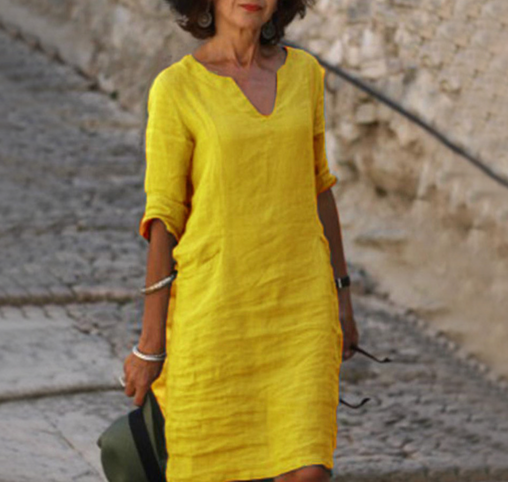 Robe longue fluide confortable femme, élégance quotidienne et chic pour le printemps-été.