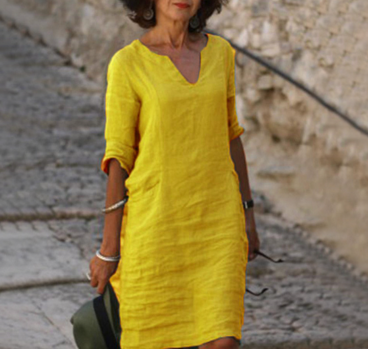 Robe longue fluide confortable femme, élégance quotidienne et chic pour le printemps-été.