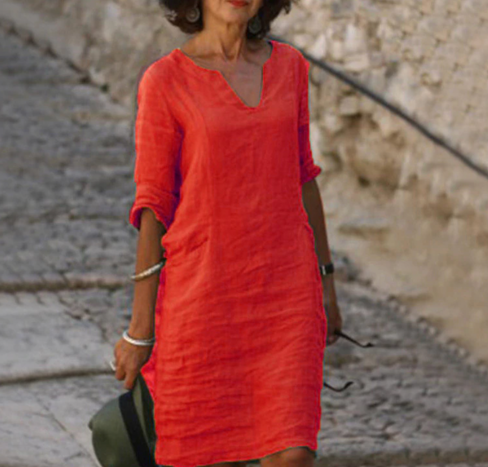 Robe longue élégante et fluide femme, confort chic pour le printemps-été, manches longues.