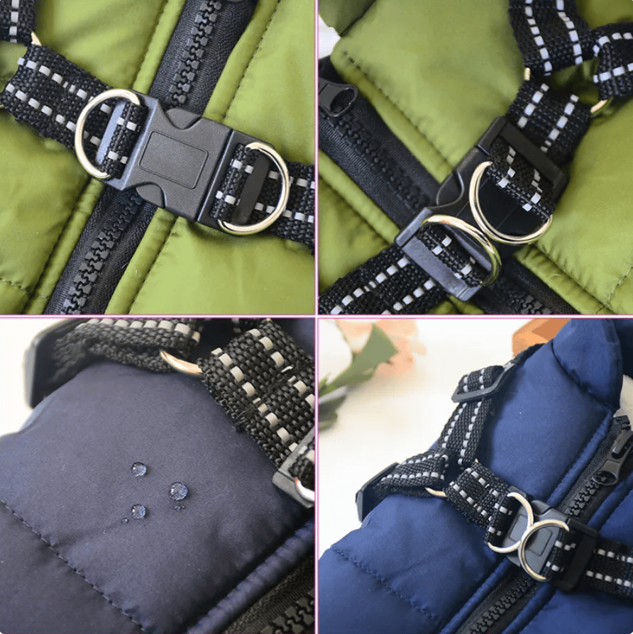 Manteau hiver pour chien, ultra-chaud et imperméable, harnais intégré, idéal pour grands chiens.