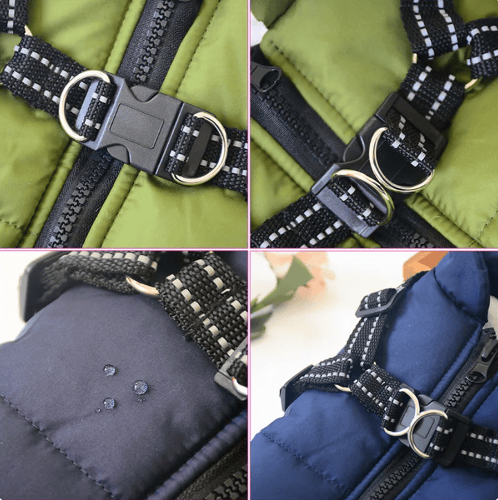 Manteau hiver pour chien, ultra-chaud et imperméable, harnais intégré, idéal pour grands chiens.