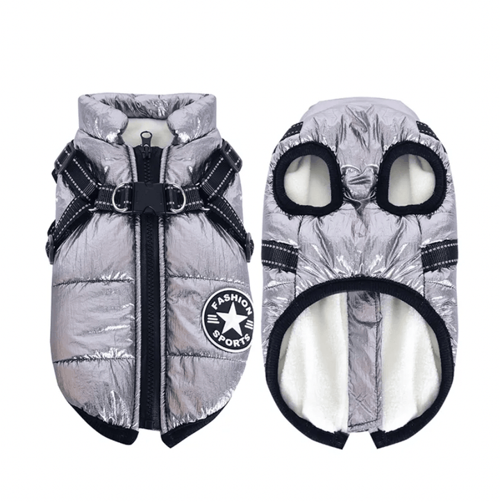 Veste de sécurité pour chien, imperméable, chaude, avec harnais résistant, idéale par temps froid.