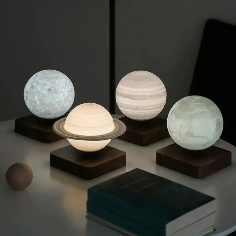 Lampe lune flottante LED, objet de décoration magnétique pour table de chevet, chambre ou bureau.