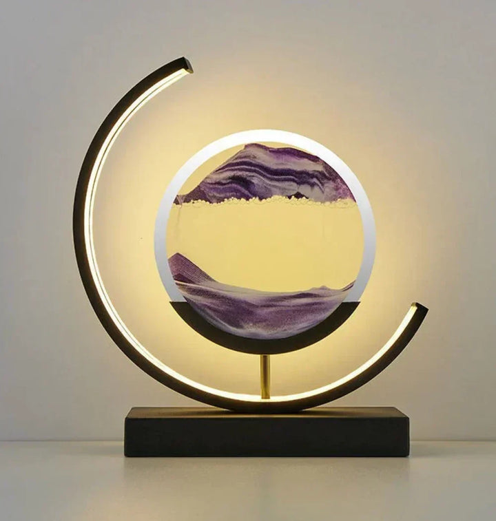 Lampe d'ambiance zen avec sable mouvant, apportant lumière douce et décoration originale à votre intérieur.
