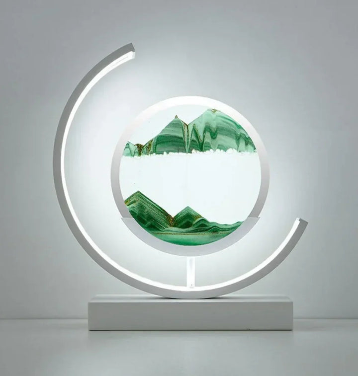Lampe de décoration unique avec paysage de sable en mouvement, parfaite pour la relaxation et le bien-être à la maison.