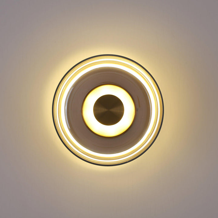 Applique LED design épuré, verre blanc, lumière froide, éclairage couloir moderne.
