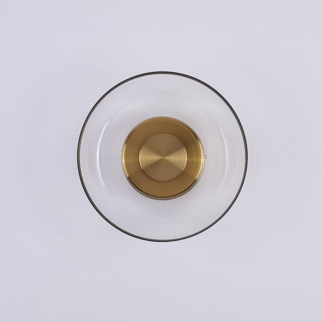Applique murale LED verre et laiton, lumière froide, design nordique couloir.
