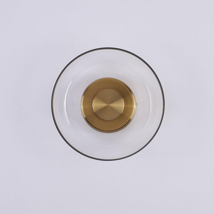 Applique murale LED verre et laiton, lumière froide, design nordique couloir.
