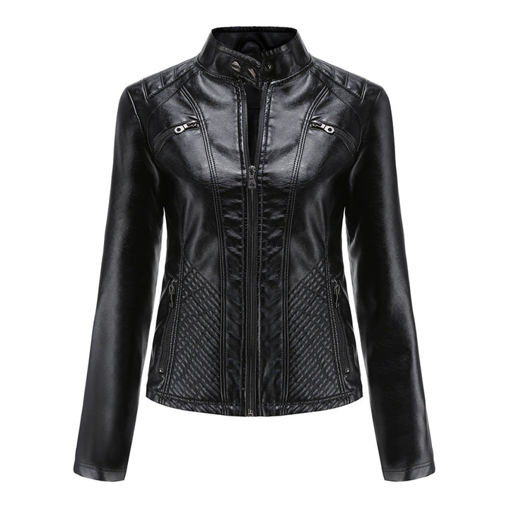 Veste mauve asymétrique femme, chic et ajustée. Blouson moderne pour toutes saisons, look sophistiqué.