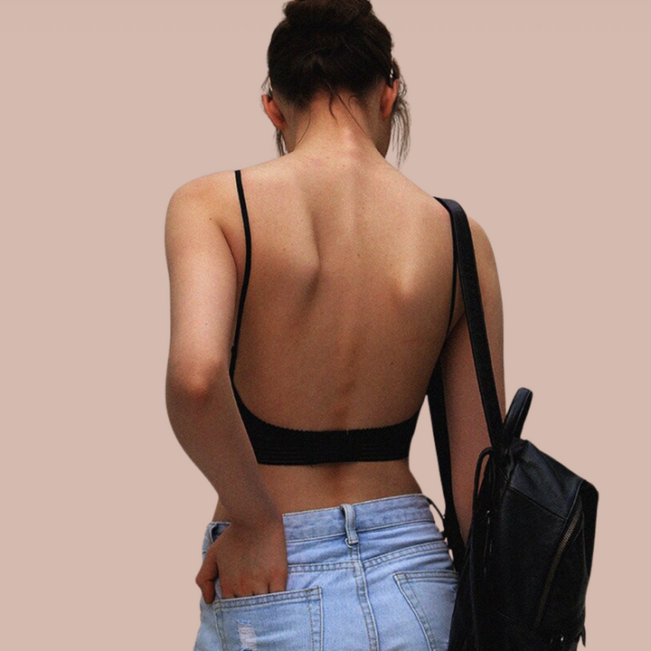 Lingerie confortable femmes: soutien-gorge dos nu sans armatures, parfait pour la saison estivale.