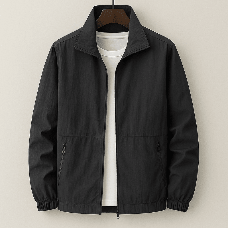 Veste d'été homme élégante et légère, coupe slim. Respirante, zippée, parfaite pour mode masculine.