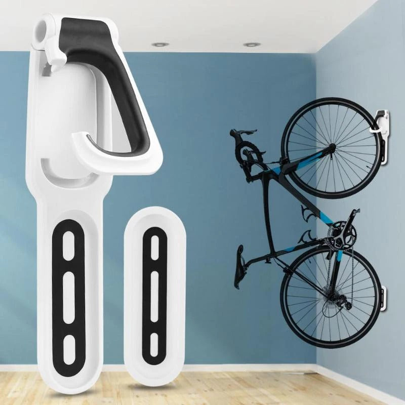 Crochet vélo mural compact pour cyclistes, offrant un rangement vertical sûr et efficace. Idéal pour votre maison.