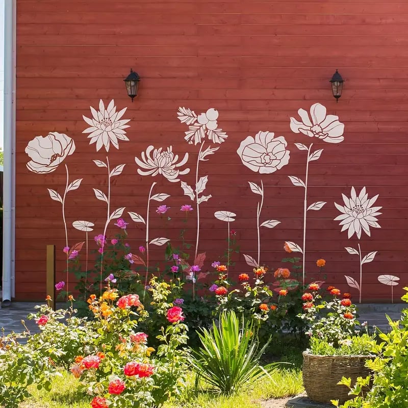 Pochoirs floraux DIY avec motifs marguerite et tournesol. Idéaux pour la créativité, décoration murs, meubles et tissus.
