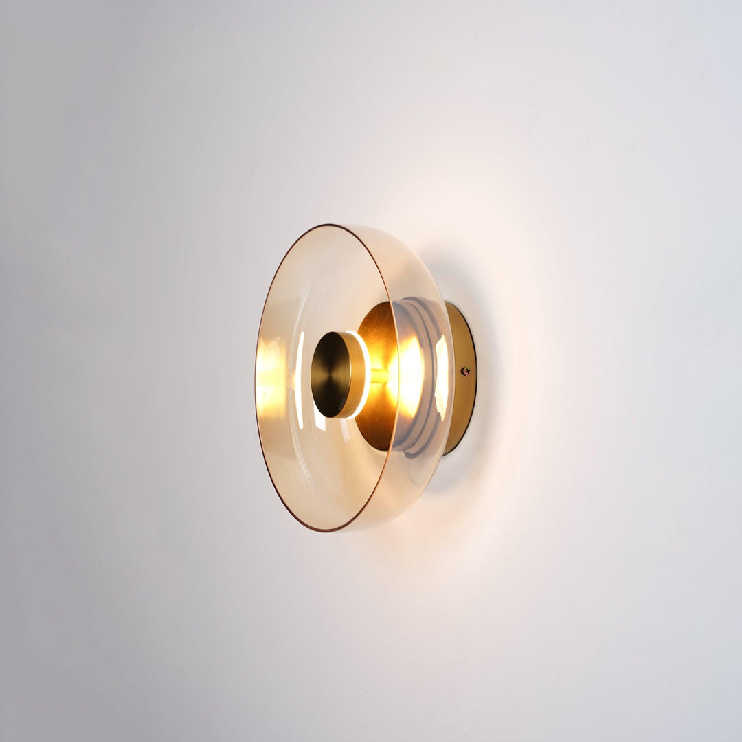 Luminaire fixe LED verre clair, style nordique, lumière froide, déco moderne couloir.