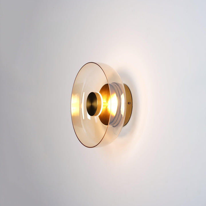 Luminaire fixe LED verre clair, style nordique, lumière froide, déco moderne couloir.