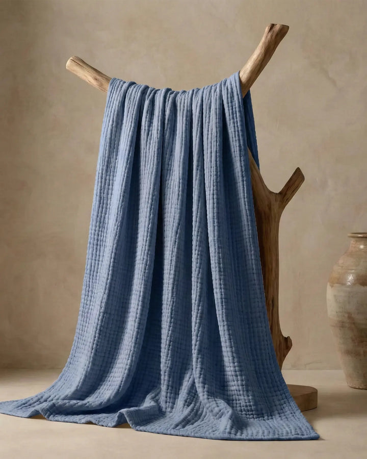 Plaid en coton pour le canapé, élégant et naturel, offre un confort respirant toute l'année.