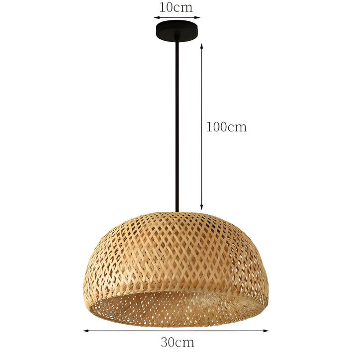 Luminaire d'ambiance chaleureuse pour salon, un éclairage suspendu style bohème tressé.