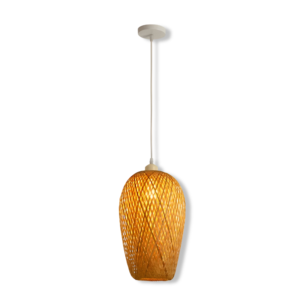Suspension tressée artisanale, idéale pour un intérieur à l'ambiance naturelle et unique.