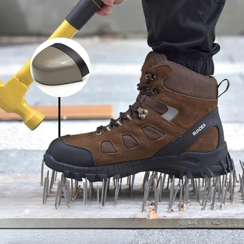 Chaussures de sécurité robustes anti-perforation, idéales pour chantier et randonnée exigeante.