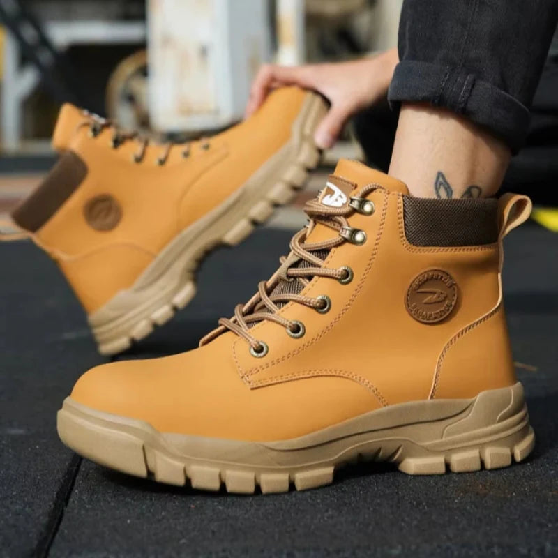Bottes de sécurité hommes résistantes au feu, robustes, équipement protection individuelle haute performance.