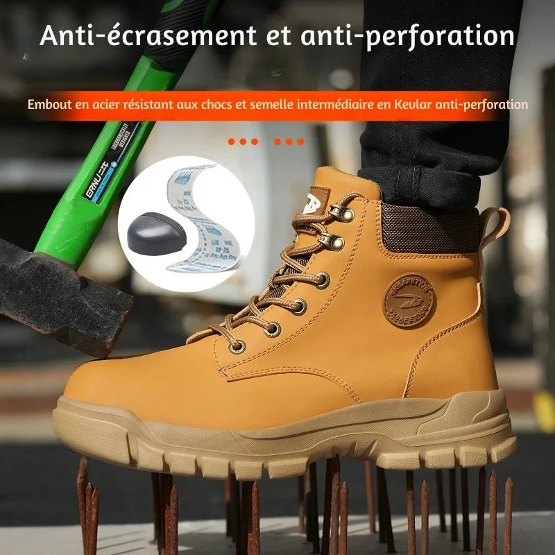 Chaussures travail hommes confortables, semelle anti-perforation, amorti supérieur, idéales longues journées.