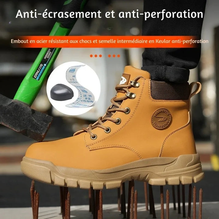 Chaussures travail hommes confortables, semelle anti-perforation, amorti supérieur, idéales longues journées.