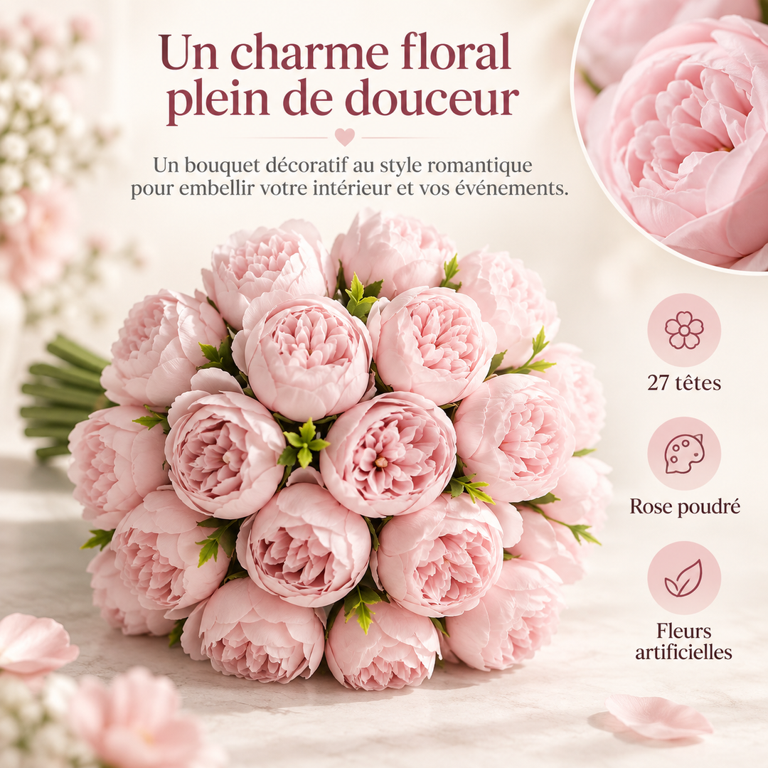 Pivoines éternelles en soie pour une décoration intérieure élégante, un ajout romantique à votre maison.
