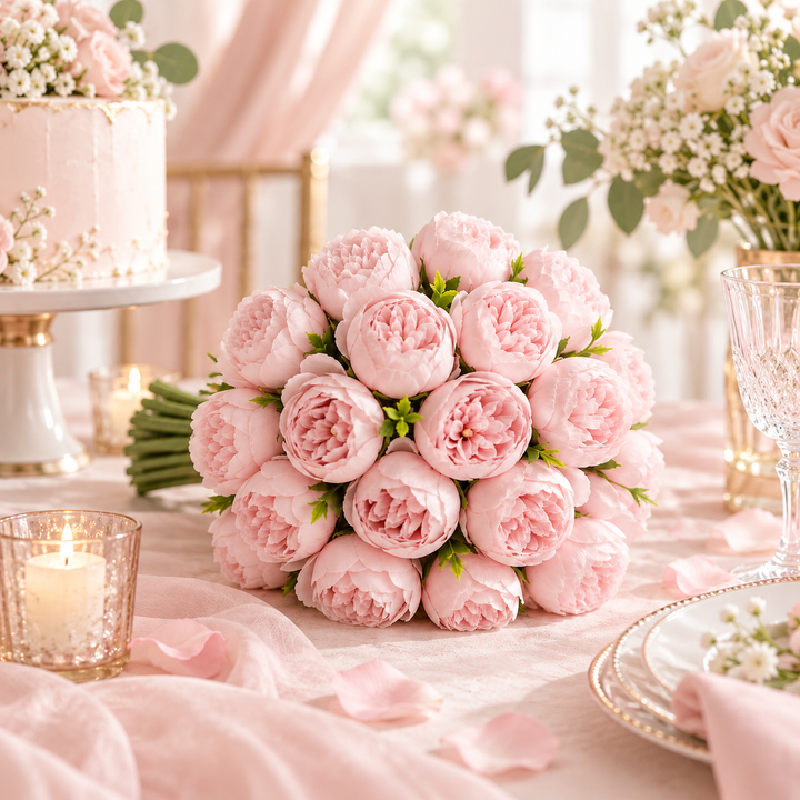 Pivoines en soie polyvalentes, parfaites pour un bouquet, décoration de mariage ou centre de table d'événements.