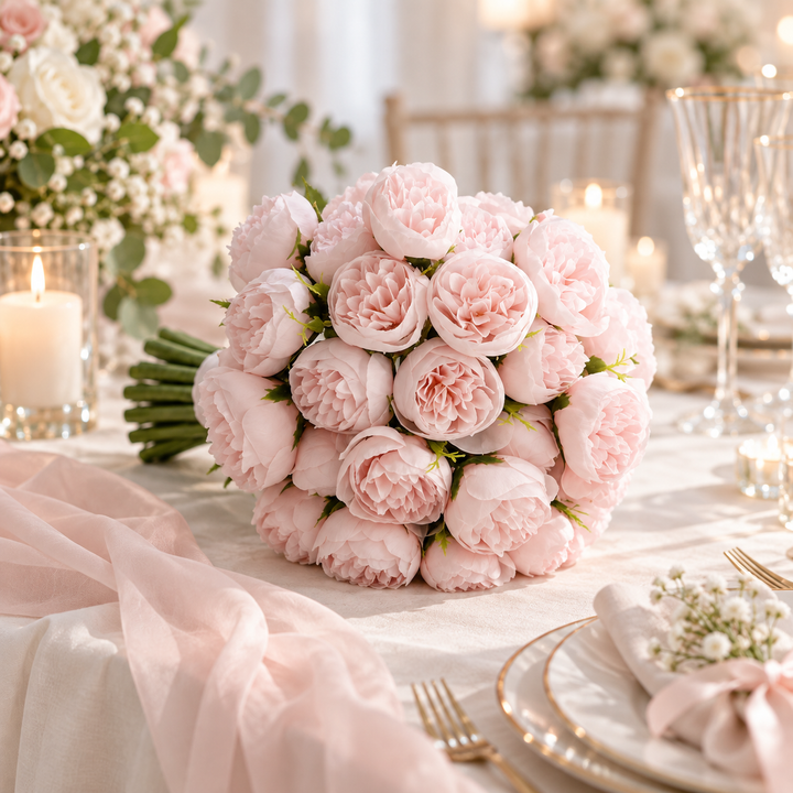 Bouquet de pivoines artificielles de haute qualité en soie, aspect et toucher réalistes, fleurs éternelles.