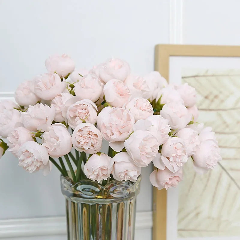 Fleurs éternelles en soie: bouquet de pivoines artificielles, décoration florale durable pour mariages.