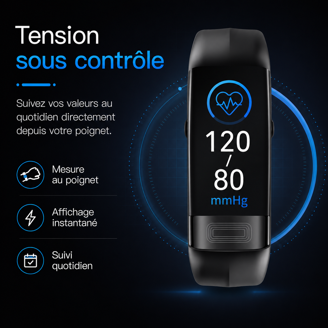 Montre intelligente unisexe avec cardiofréquencemètre, oxymètre et suivi du sommeil intégré.