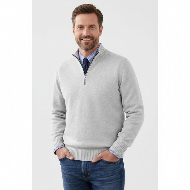 Pull Quarter-Zip homme élégant, parfait en superposition. Vêtement doux et respirant pour un look raffiné automne/hiver.