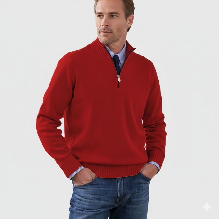Pull Quarter-Zip homme doux et respirant, coupe regular. Idéal pour un look élégant et confortable en toute saison.