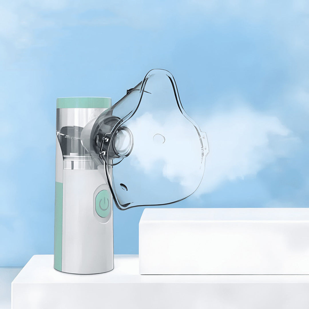 Nébuliseur portable compact pour adultes et enfants, idéal pour le soulagement respiratoire et l'asthme en voyage.