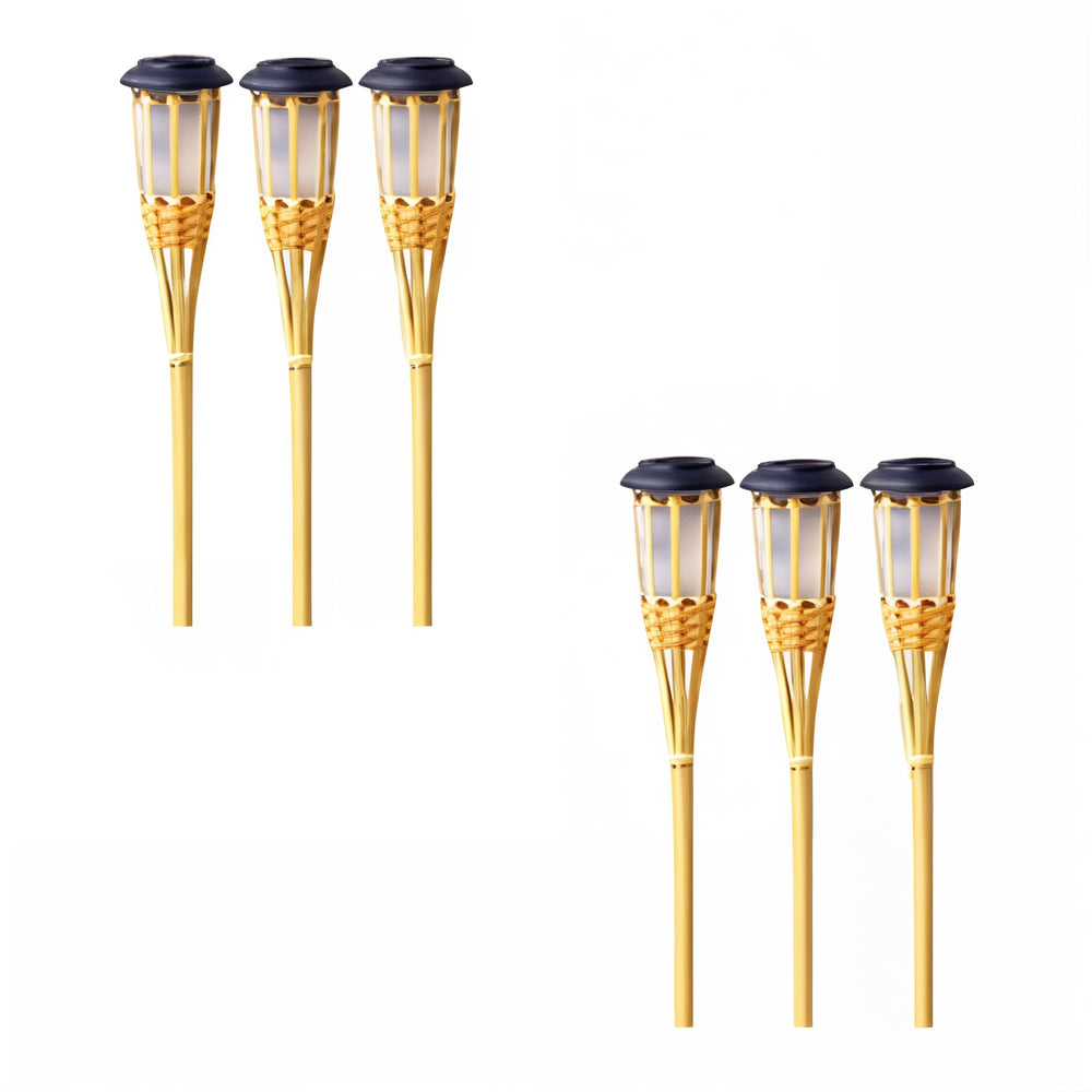 Torche solaire LED étanche pour jardin. Éclairage paysager autonome, ambiance chaude. Idéale terrasse.