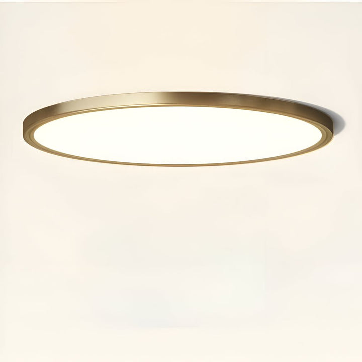 Plafonnier LED rond bronze, esthétique moderne et luminaire ultrafin pour un intérieur raffiné.
