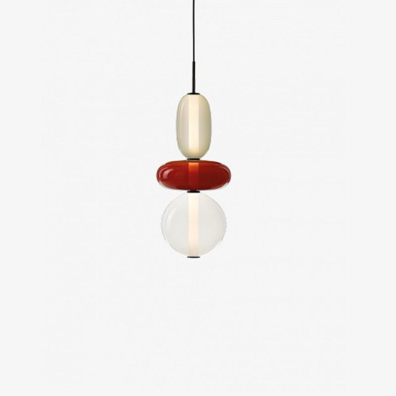 Suspension LED en verre pour cuisine, design moderne, lumière douce.
